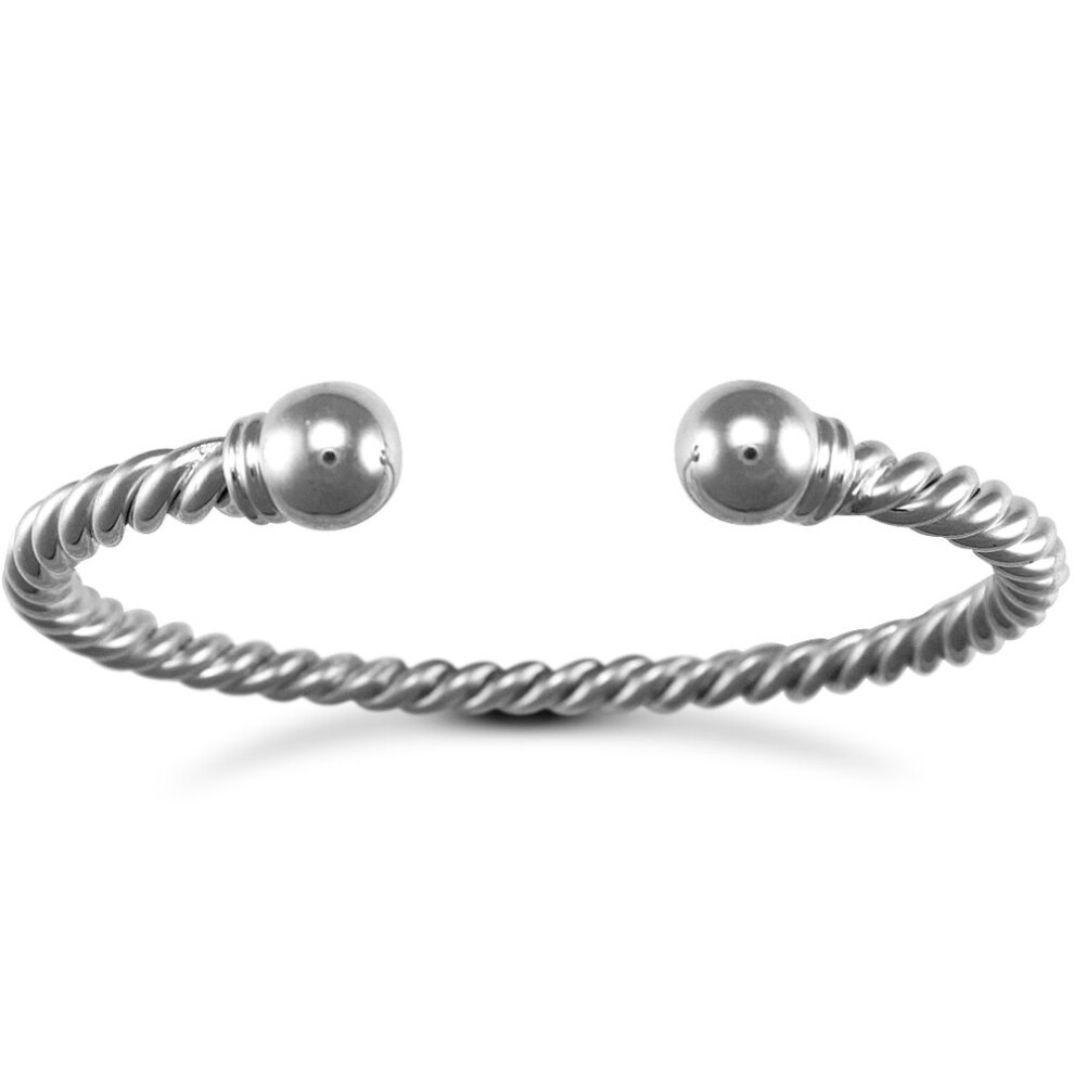 Jewelco London Silver twisted Torque Mens Bangle Bracelet 5mm - ABG013