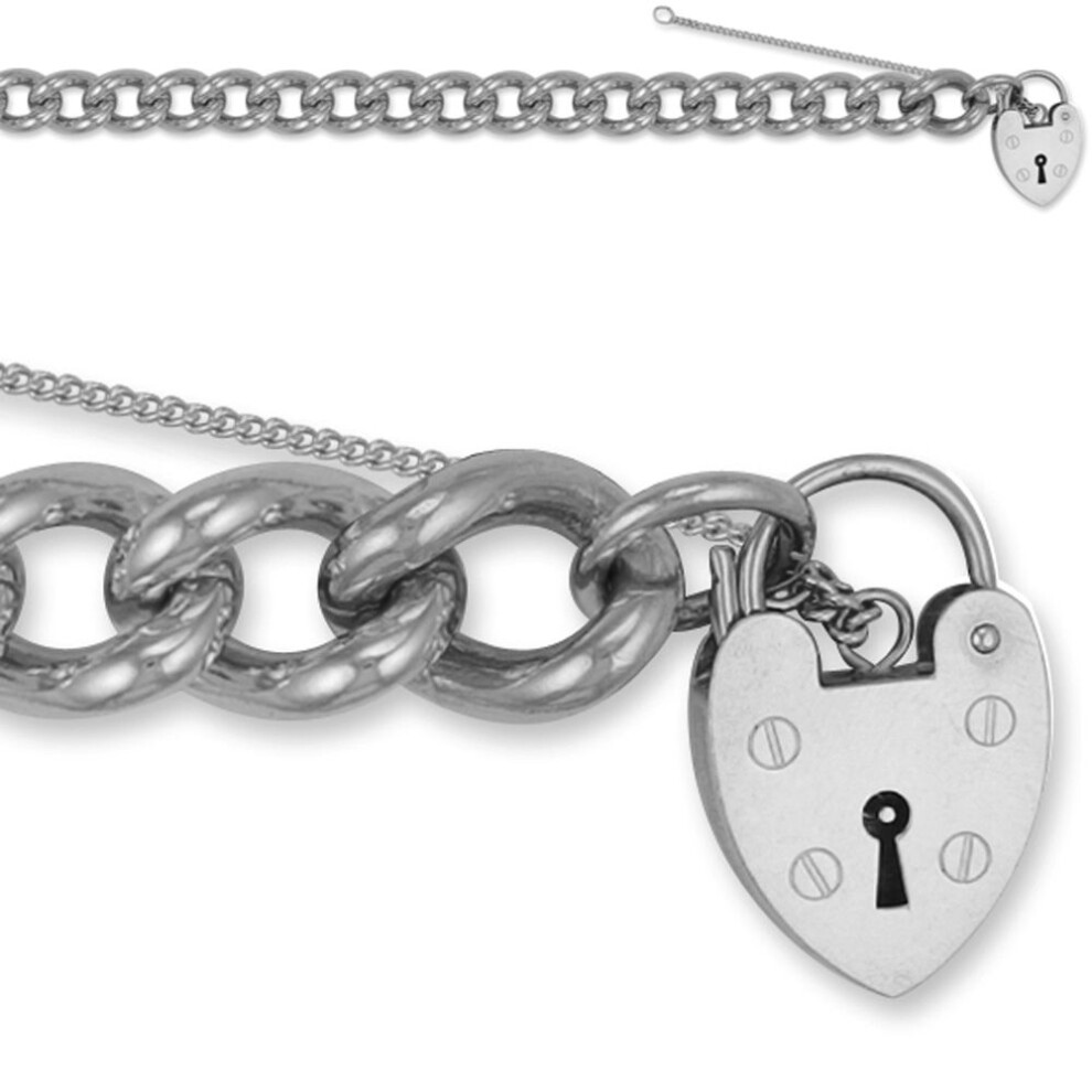 Jewelco London Sterling Silver charm  Charm Bracelet - 12mm gauge - ACB012