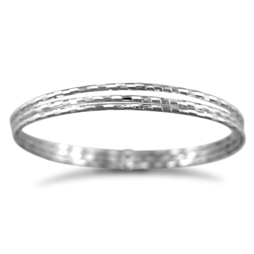 Jewelco London Rhodium Silver 3 strand D/C Slave Bangle - Ladies - ABG005