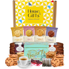 Afternoon Tea Hamper Gift Set Includes British Buttery Biscuits Traditional English Teabags Strawberry Jam Orange Marmalade & Luxury British Snacks