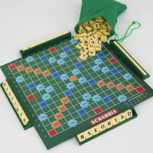 Deluxe Scrabble Set with Locking Tiles for Family Fun