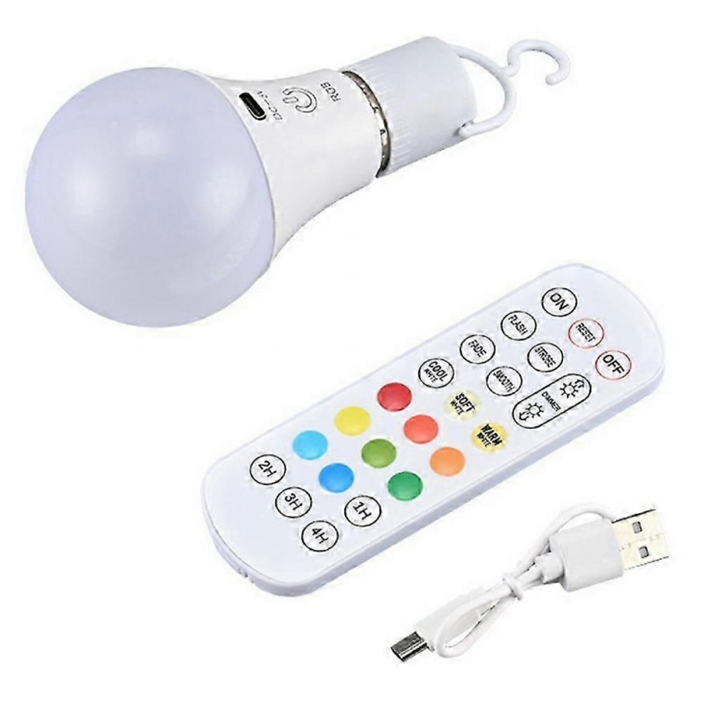 E27 RGB LED Bulb Rechargeable with Remote Timer Dimmable Touch Control Warm White 2700K-image-OPC-PKS29D8-NEW