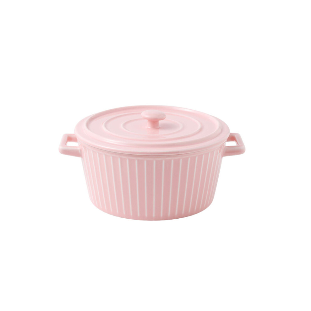 (Pink) Two Ear Noodles Bowl Ceramic Serving Plate ple Style Container-image-OPC-PKS2CW8-NEW
