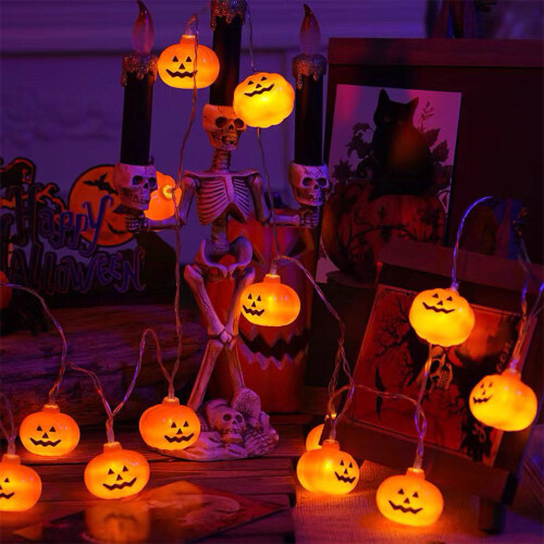 Living And Home Halloween Pumpkin LED String Lights Battery Operated Decor 20 Lights 2