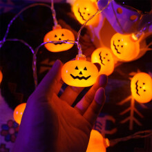 Halloween Pumpkin LED String Lights Battery Operated Decor 20 Lights