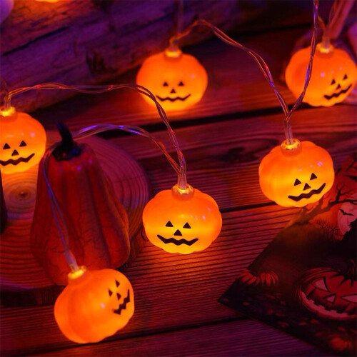 Living And Home Halloween Pumpkin LED String Lights Battery Operated Decor 20 Lights 1