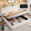 King Upholstered Bed Frame with LED Channel, Beige 4