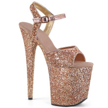 Night Pole Dance Shoes 20CM Stiletto Rhinestone Thick-Soled Catwalk Stage Sandals Gold EU 34