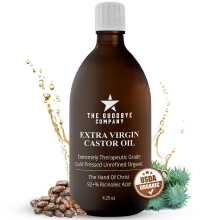 The Goodbye Company Extra Virgin Castor Oil - 4.25oz - 100% Pure Castor Oil Cold Pressed Unrefined  Hexane-Free - For Healthy Natural Skin  Hair Growt
