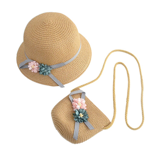 1 set strandset mit strohhut für kleine (khaki)