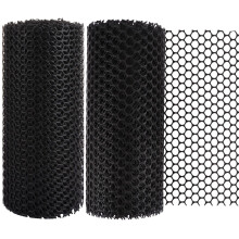 Chicken Wire Mesh 30cm x 5m Roll, 2 Pack, Reusable Plastic Fencing, Black, Poultry Netting, Balcony Protection Netting