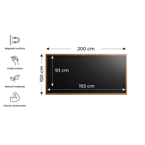 Black magnetic chalkboard 200x100 cm wooden frame 1