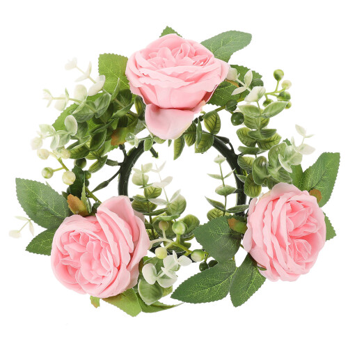artificial rose candle ring wreath for wedding table party 2