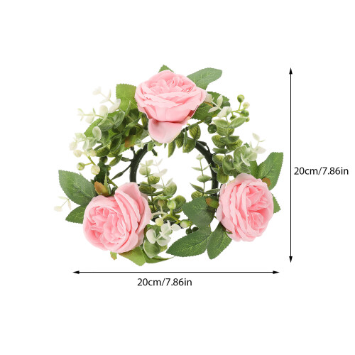 artificial rose candle ring wreath for wedding table party 1