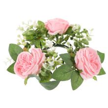artificial rose candle ring wreath for wedding table party