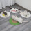 knitted cat sleeping mat with scratching pad, pink and white 8