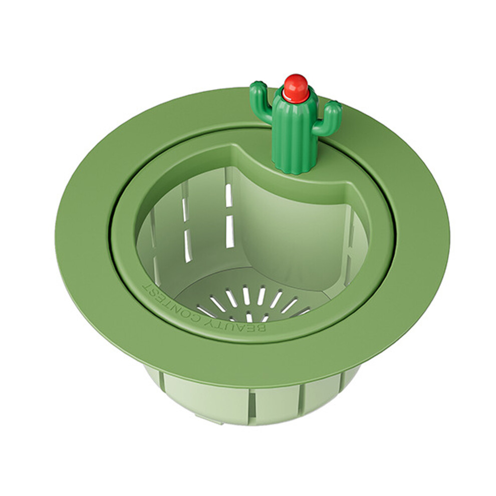 (green type2) Cactus Sink Drain Basket Convenient Removal Of Residues Elastic Press-image-OPC-PKS5FFW-NEW
