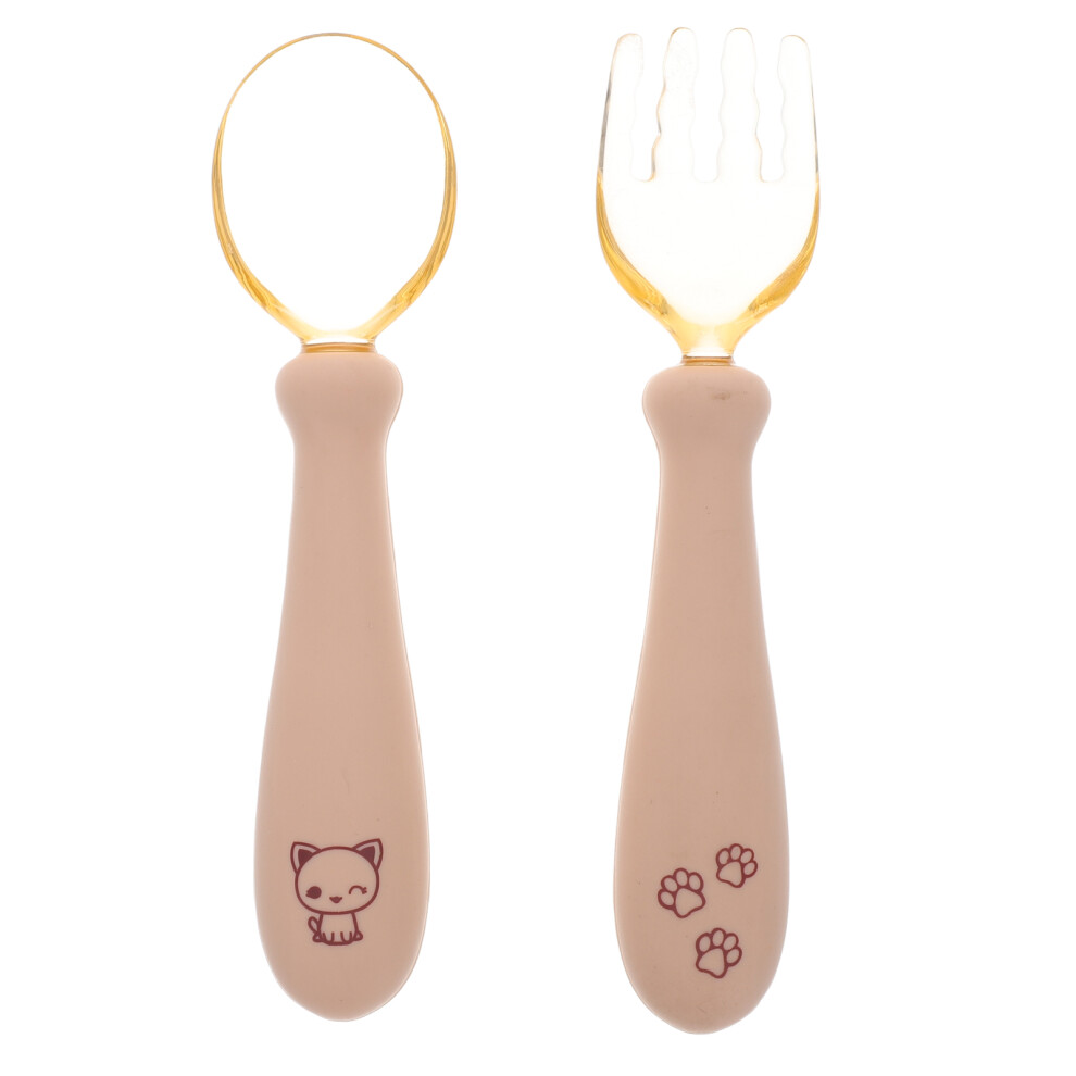 Happyyami Silicone Baby Fork And Spoon Set, Flexible Toddler Training Utensils