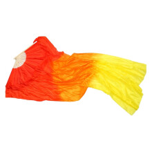 Faux Silk Belly Dance Fan Veils - Flexible Bamboo Long Fan For Performances And Training, Dancing Fan, Model H