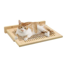 Cat Wall Shelves - Solid Wood Climbing Hammock With Braided Hemp Rope, Wall-Mount Indoor Space-Saving Cat Furniture
