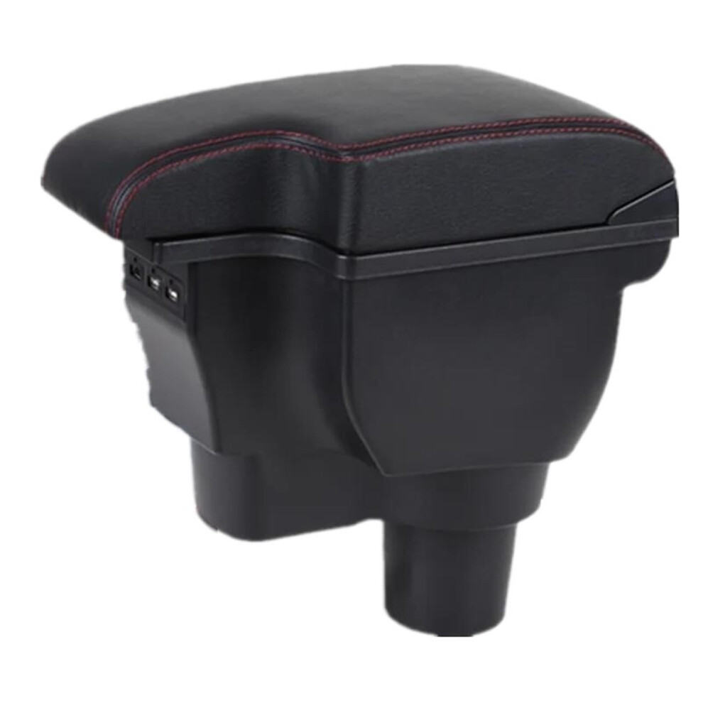 Car Armrest Box Storage For Hyundai Solaris Solaris 2 Accent Verna 2017-2021 Leather Usb A1 Black 9016109116161