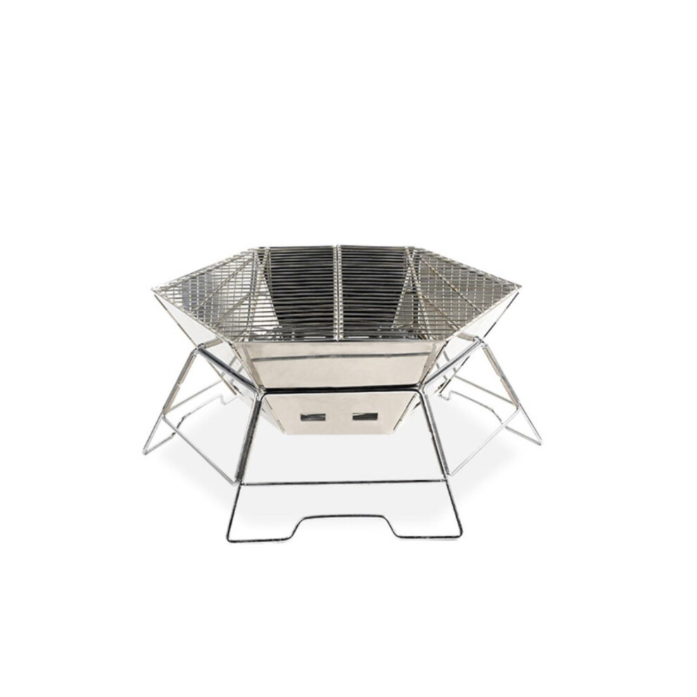 Stainless Steel Hexagonal Fire Table Portable Camping Barbecue Grill Folding Wood Stove Charcoal Barbecue Stove-image-OPC-PKS5NPC-NEW
