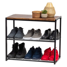 IRIS USA 3-stufiges Schuhregal fr bis zu 6 Paar Schuhbank fr Haustr, Eingang, Eingangsbereich, Schmutzfnger, Bank, Schuh-Organizer fr Schrank, S