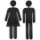 1Pair Creative Black Silver Restroom Identification Washroom Signs 2