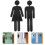 1Pair Creative Black Silver Restroom Identification Washroom Signs 3