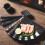 1Pc Elegant Black Ceramic Sushi & Dumpling Plate Japanese Tableware 4