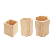 3Stk Holz Stiftehalter Aus Bambus Beige Robust Für DIY Stiftebox