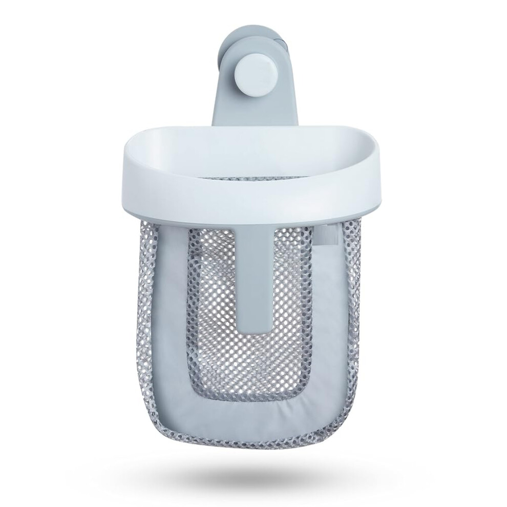 Hanging Bath Toy Storage Quick-Drying Mesh Easy Install & Bath Toy Organizer White/Gray
