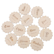 12Pcs Khaki Wooden Baby Growth Cards Newborn Commemorative Decoration