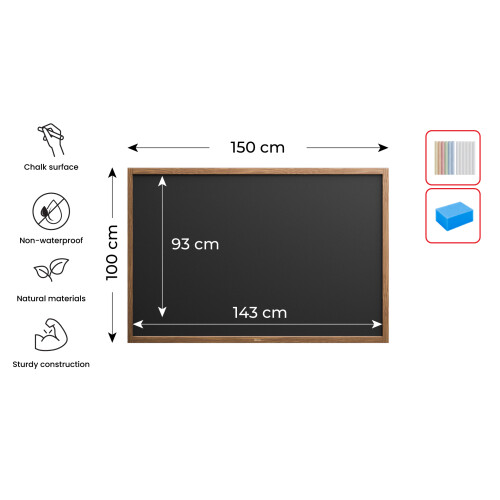Black chalkboard 150x100 cm wooden frame 1