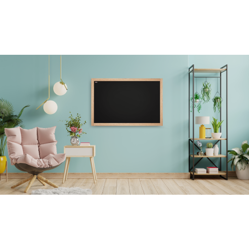 Black chalkboard 120x90 cm natural wooden frame 1
