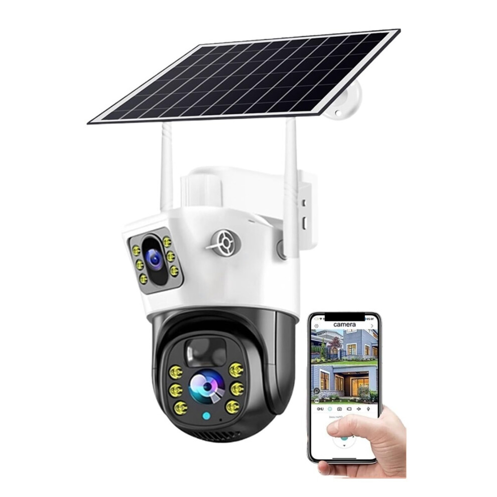 Home Security Cameras 4MP/8MP HD Outdoor Wireless PTZ Solar IP Camera Built-In Battery WiFi Surveillance 64GB Card