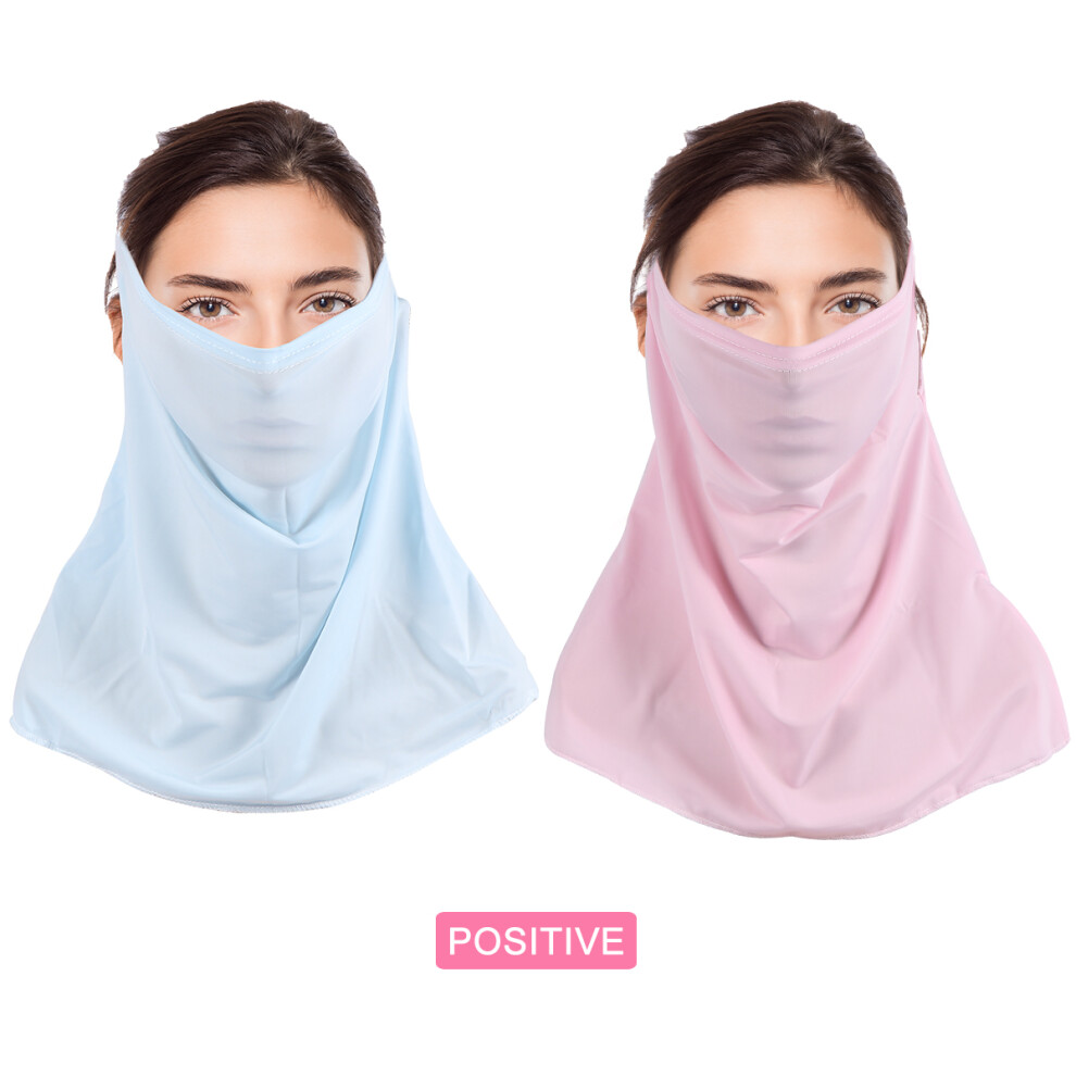 2Pcs Uv Protection Neck Gaiter Breathable Sunscreen Scarf Pink Sky-Blue 3302736669214