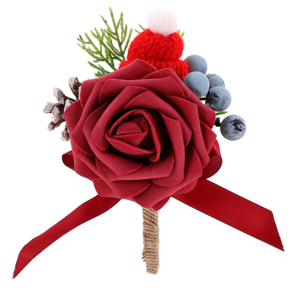 christmas wedding boutonniere for bride groom artificial flowers party-image-OPC-PKS655P-NEW