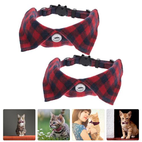 2pcs adjustable small pet collar with bell for cat kitten 2