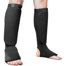 Kickboxing Protective Shin Pad Leg Guards Adjustable Muay Thai Leg Guards With Instep Kicking Sparring Training Gear Black L