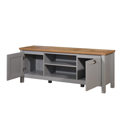 Timber Art Design UK Eaton TV Unit Stand 2 Doors + Shelf Grey & Oak 1