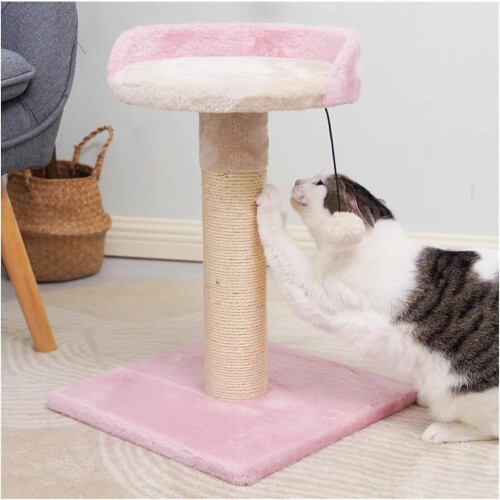 Cat Climbing Frame Indoor Cat Tree 36x36x50cm Pink With Scratch Platform And Scratch Post 2
