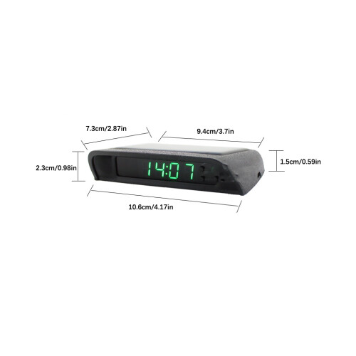 Solar Powered Car Clock Digital Display Thermometer Automobile 1