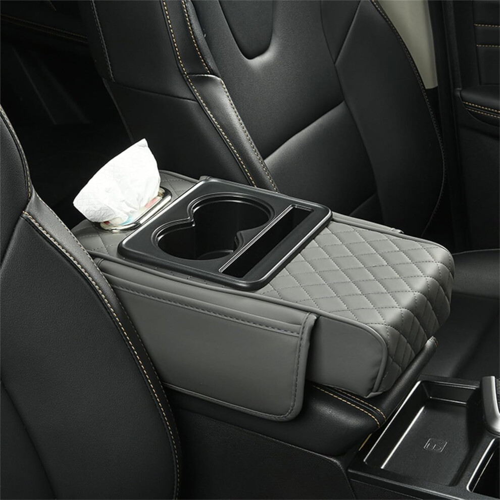Integrated Pressurized Multifunctional Car Armrest Heightening Pad With Dual Cup Holders, Phone Storage Slot For Model D 9016109118455