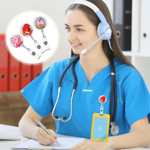 3pcs retractable badge holder for nurses and workers id card buckle 1