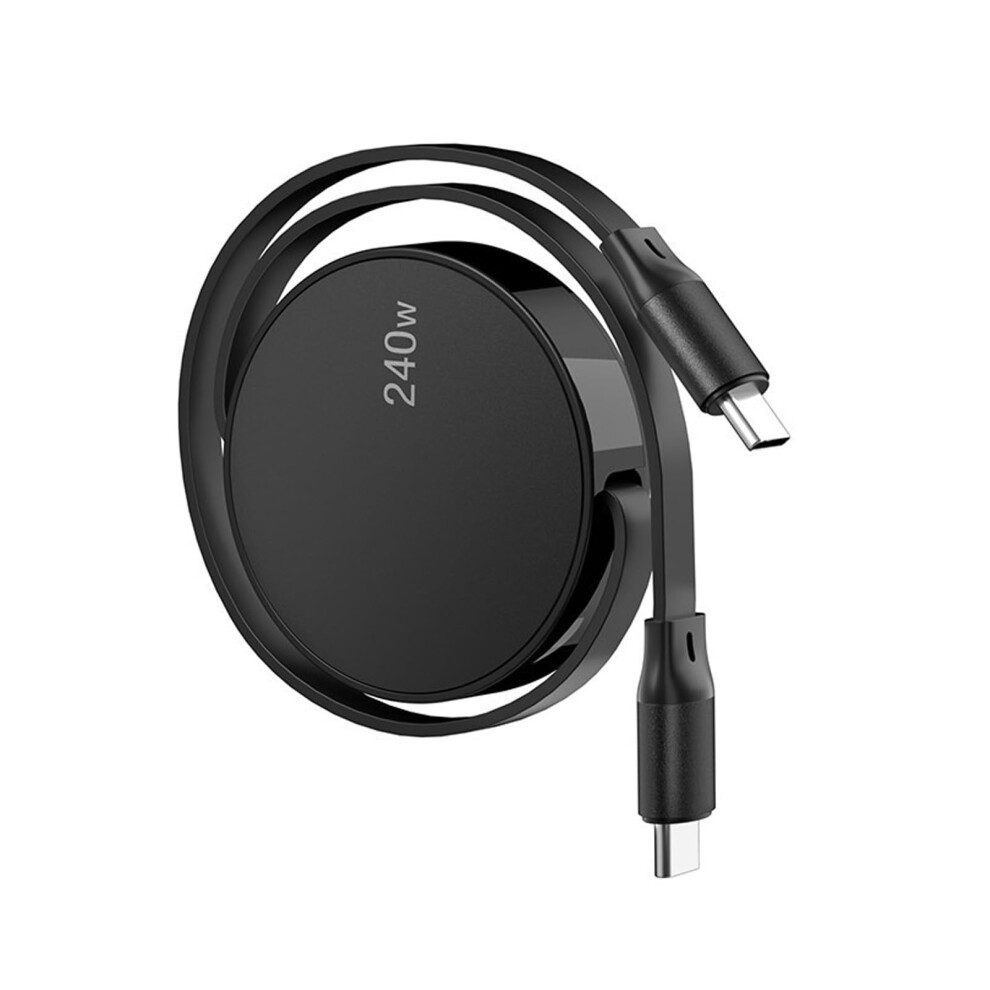 Pd240w Usb C Retractable Power Supply Cable For Laptops Fast Charging 480Mbps Data Transfer Black 9354506968762