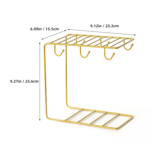 Golden Cup Storage Rack Stand Coffee Basket Holder Plating 2