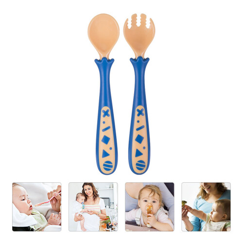 baby utensils spoon fork set with case bendable training tableware 1