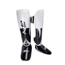 MMA Martial Arts Shin Guards Padded And Adjustable Thai Style Leg Guards White Size L Adult For Kickboxing And MMA Training
