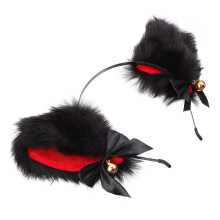 Bandeau Oreilles De Chat Noir Cosplay Tissu Peluche